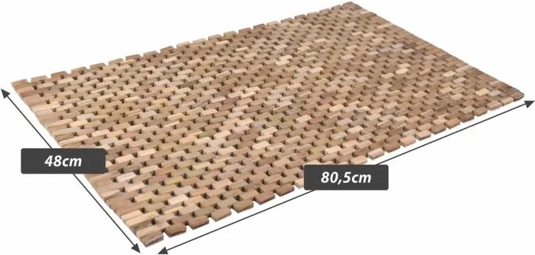 Mata antypoślizgowa, drewno tekowe, naturalna, 80,5 x 48 cm