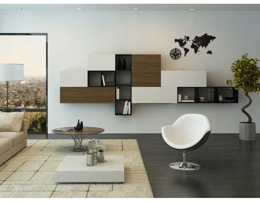 Zegar na ścianę mapa świata akrylowy naklejany kompas do salonu duży loft
