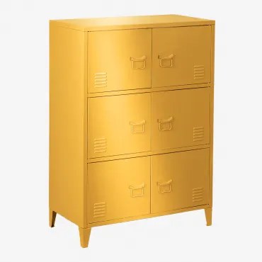 Cajoniera Szafka Z 6 Drzwiami 80x40 Cm Ze Stali Pohpli Żółty Albero - Sklum
