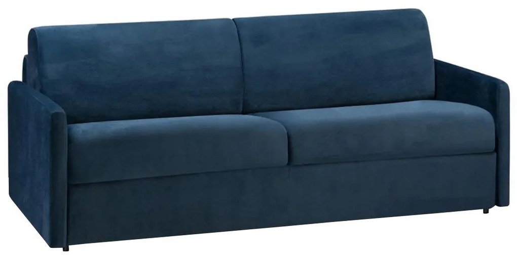 Kanapa 4-osobowa rozkładana typu expres z weluru CALIFE - Granatowy - Miejsce do spania 160 cm - Materac 14 cm