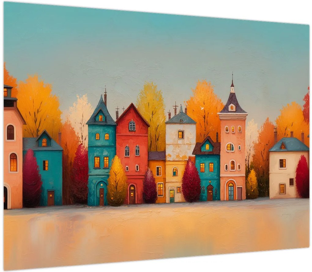 Obraz na szkle - Jesienna wieś (70x50 cm)
