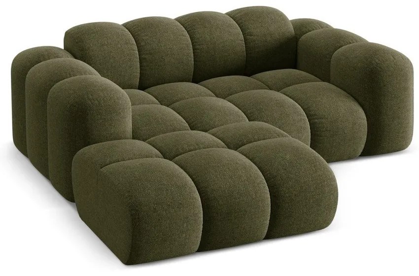 Zielony narożnik z tkaniny szenilowej (lewostronny/z szezlongiem) Treno – Cosmopolitan Design