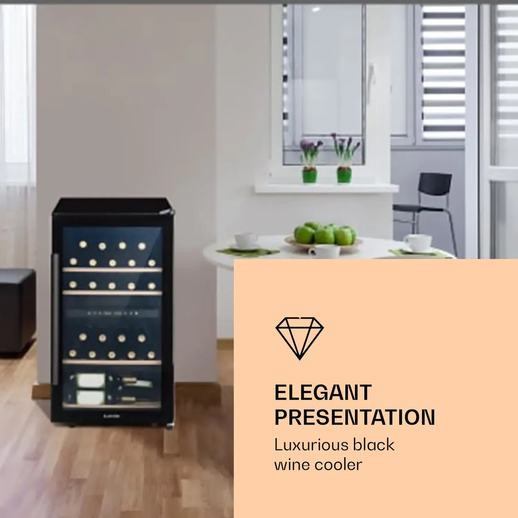 Klarstein Barossa 48cm 34 Butelki Winiarka Dwustrefowa Czarny