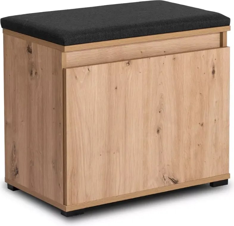Wieszak do przedpokoju z siedziskiem Nivotis 60 cm szafka na buty panel dąb artisan loft