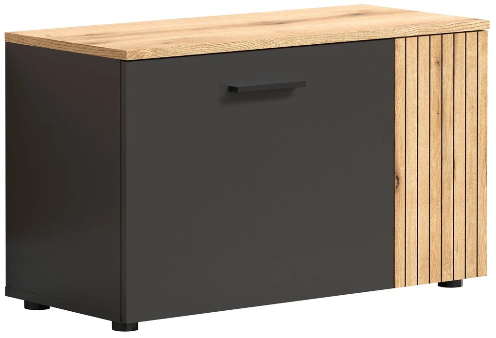 Szafka na buty z lamelami grafit + dąb evok B0-A16