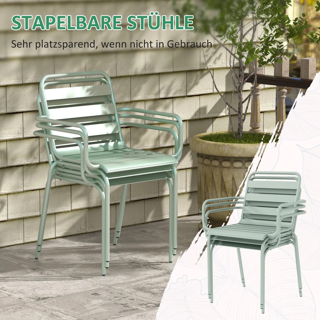 Outsunny Zestaw mebli ogrodowych 5-częściowy, odporny na warunki atmosferyczne, nowoczesny design, zielony, 80x80x74cm | Aosom PL