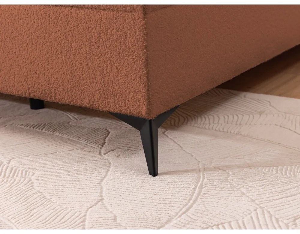 Pomarańczowe łóżko kontynentalne ze schowkiem 200x200 cm Ornes – Ropez