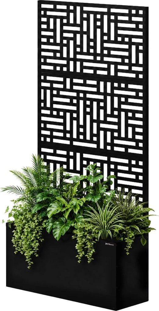 Metalowa pergola z donicą Rose 90 × 30 × 180 cm, kolor czarny