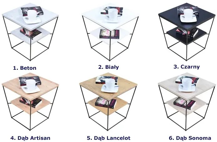 Kwadratowy stolik kawowy w stylu loft dąb sonoma - Celia 4X