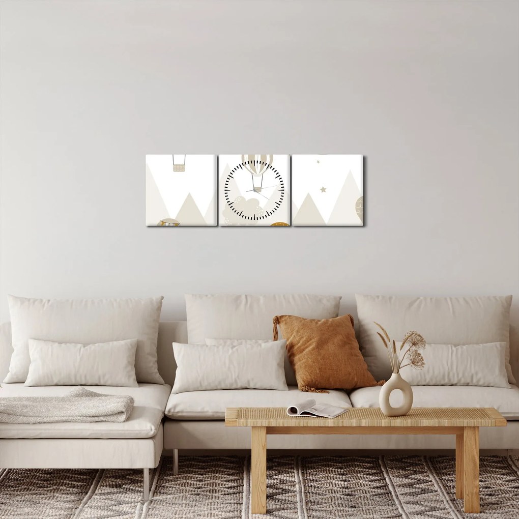 Obraz - Latające balony (z zegarem) (90x30 cm)
