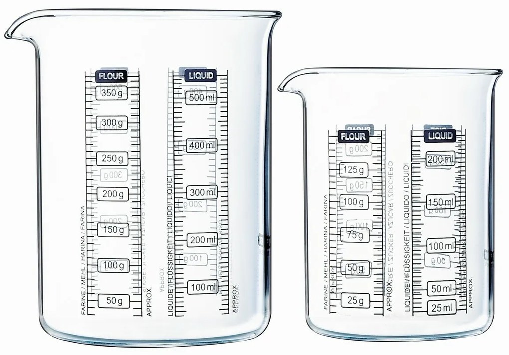 Zestaw szklanych miarek Pyrex, 2 szt., 0,25 l +0,5 l