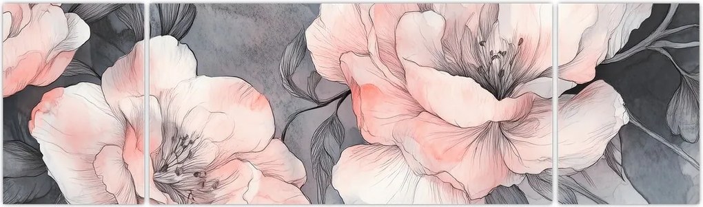 Obraz - Szkic kwiatów (170x50 cm)