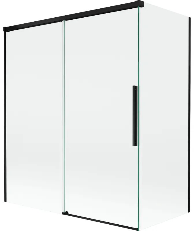 Mexen Rox parawan nawannowy 2-skrzydłowy rozsuwany 140 + 70 x 150 cm, transparent, czarny - 8C9-140-070-70-00