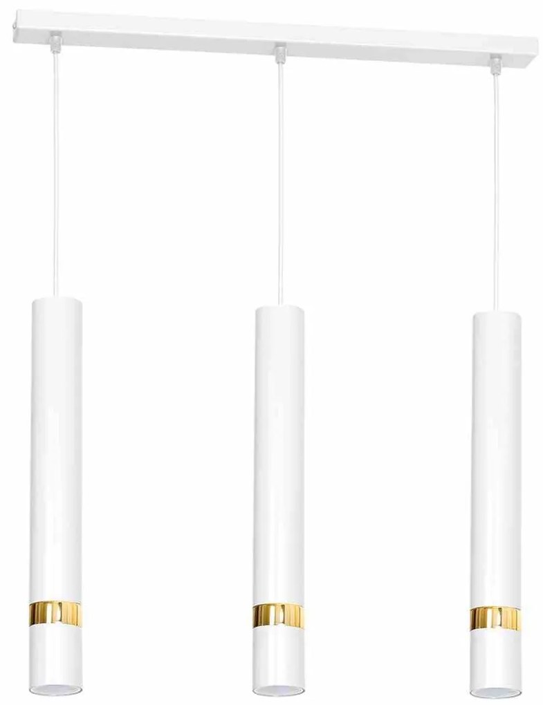 Lampa wisząca JOKER WHITE/GOLD 3xGU10, na listwie potrójna, biała/złota