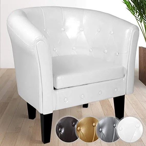 Fotel Chesterfield, 58 x 71 x 70 cm, biały