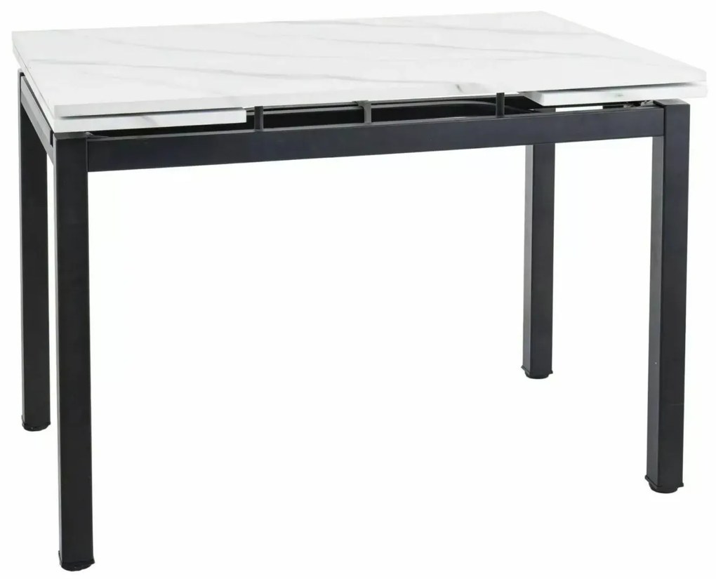 STÓŁ GD017 BIAŁY EFEKT MARMURU/CZARNY MAT 110(170)x74 SIGNAL