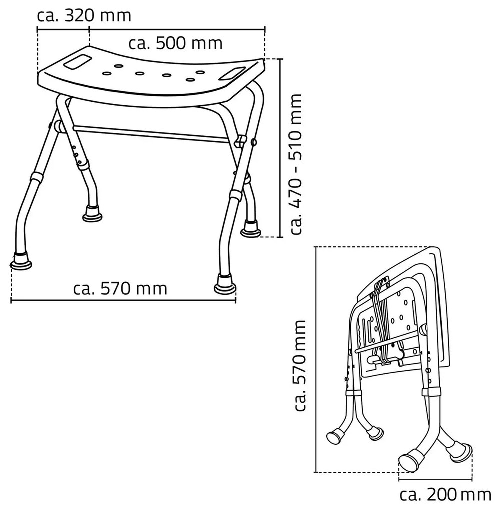 SAPHO A0050301 Składane krzesełko dla osóbniepełnosprawnych, białe