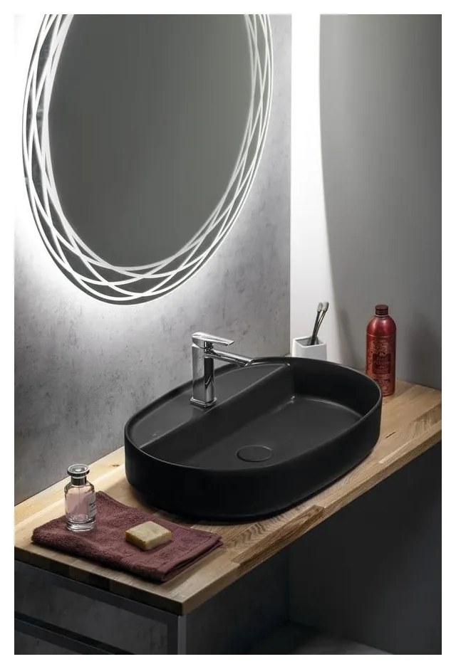 Czarna ceramiczna umywalka 60x40 cm Infinity Oval – Sapho