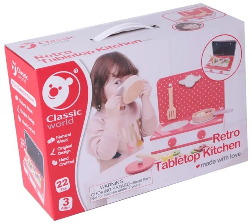 Classic world drewniana kuchnia 2w1 grill + kuchenka dla dzieci 22el.