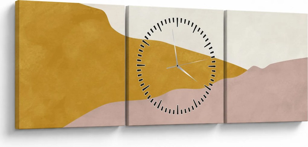Obraz - Góry akwarelowe N⁰3 (z zegarem) (90x30 cm)