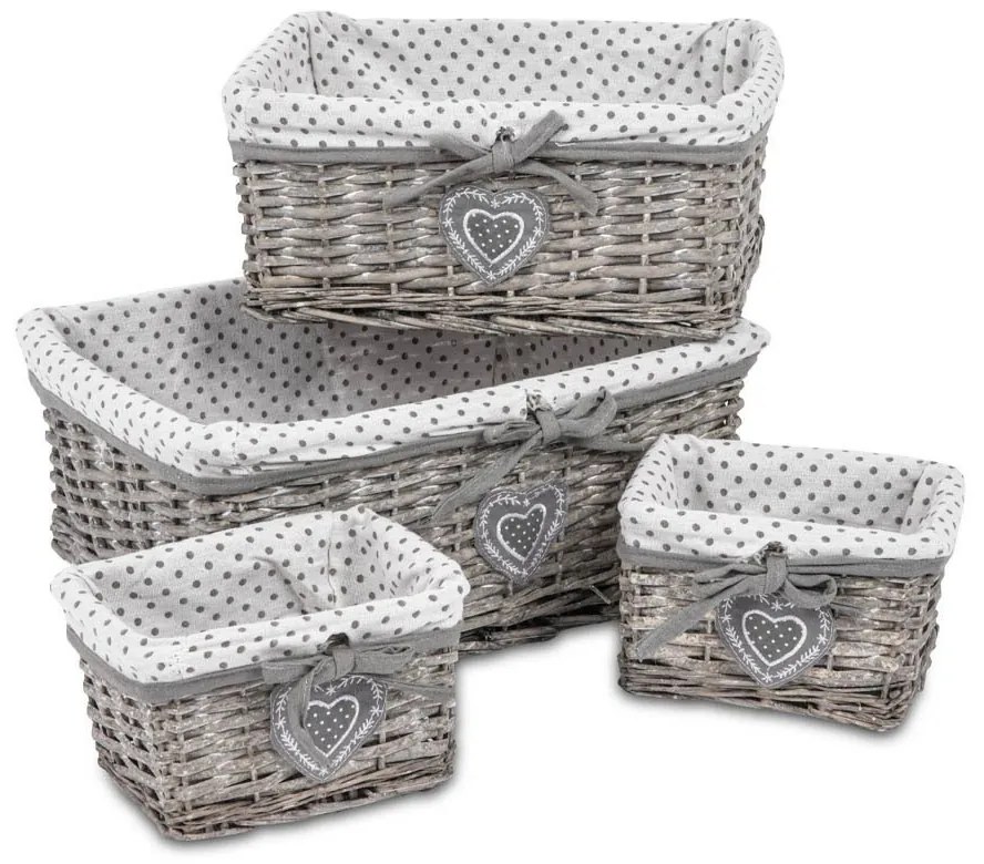 Zestaw koszyków wyplatanych Heart, 4 szt.
