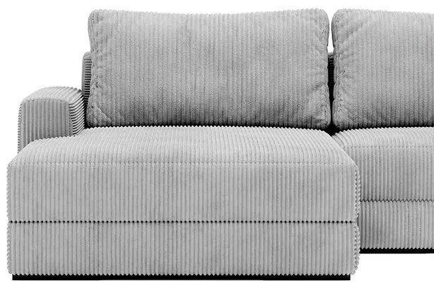 Sofa narożna, rozkładana NEVI szary sztruks 345/185/76