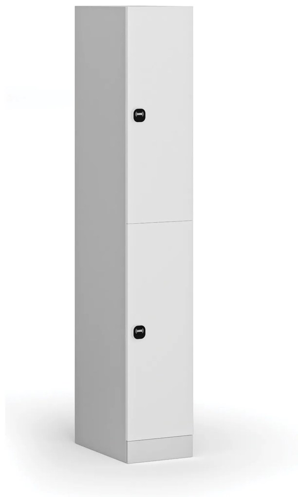 Szafka skrytkowa, 2 schowki, 1850 x 300 x 500 mm, zamek RFID, drzwi laminowane, biała