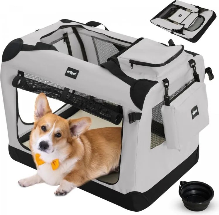 Leopet Box transportowy dla psów, M szary