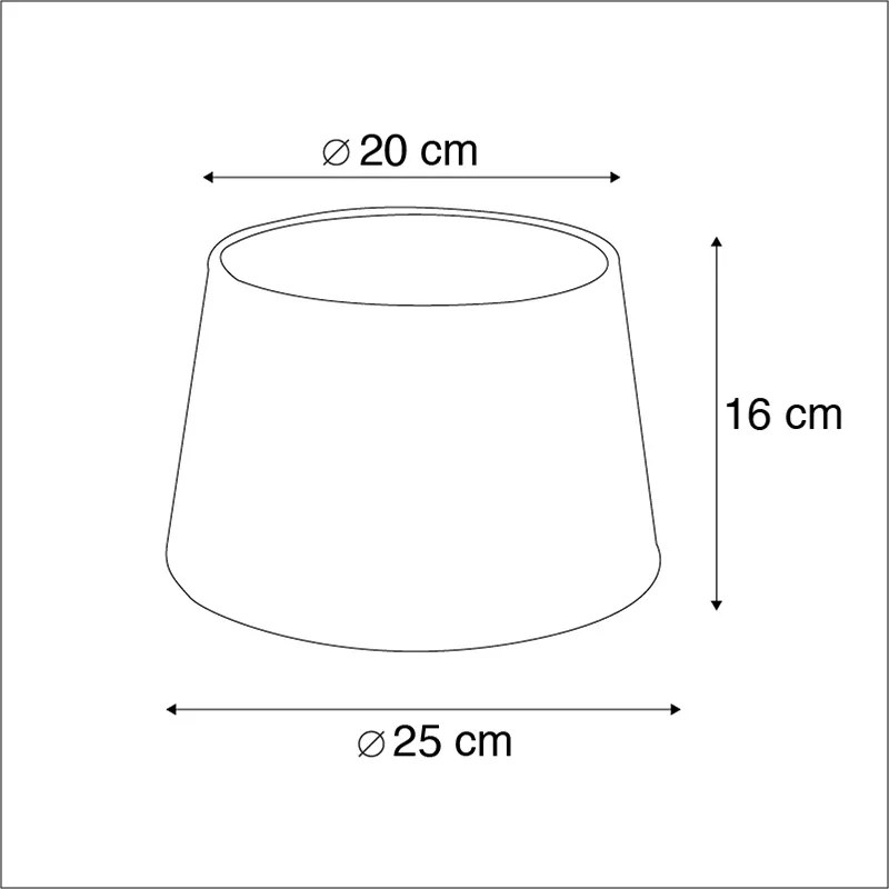 Czarny abażur bawełniany ze złotym wnętrzem 25/20/16