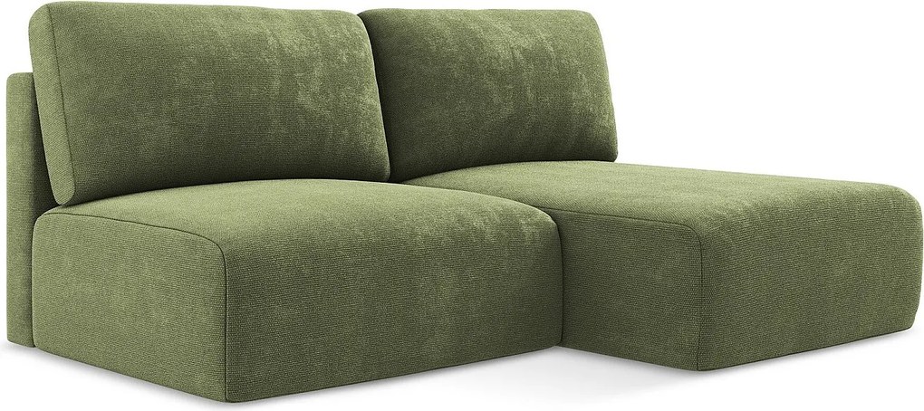 Otwarty Prawy narożnik z funkcją spania - z tkaniny szenilowej - zielony - KONA