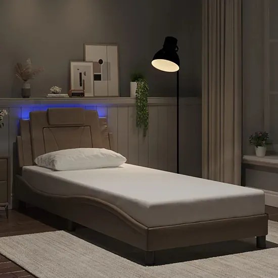 Jednoosobowe łóżko z oświetleniem LED cappuccino 90x200 - Izmo 4X