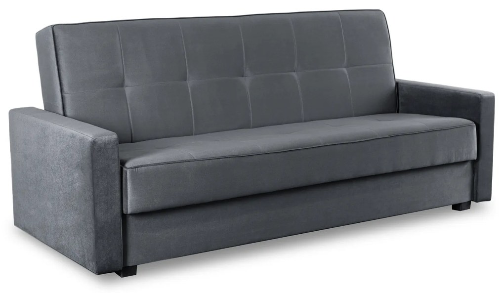 Sofa z Funkcją Spania ALUNA Rozkładana Wersalka Dwuosobowa Szara Nowoczesna do Salonu
