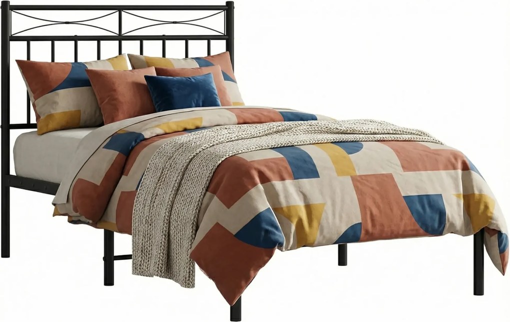 Czarne Metalowe Łóżko Industrialne 100X200 Cm A3-R36