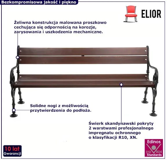 Ławka ogrodowa z oparciem - Sivo 2V