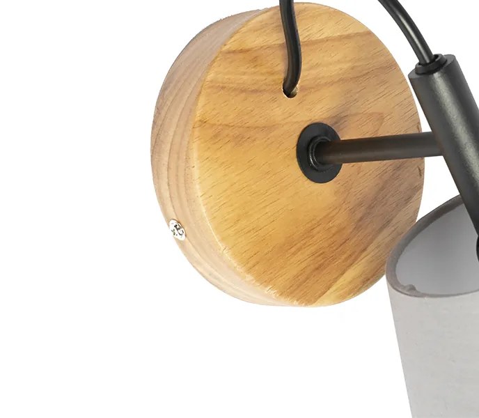 Rustykalna lampa ścienna drewniana z szarym - Cupy Rustykalny / Vintage Oswietlenie wewnetrzne