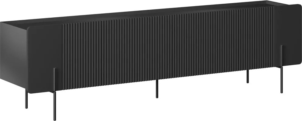 Szafka RTV Malmi 200 cm - czarny mat / czarne nóżki