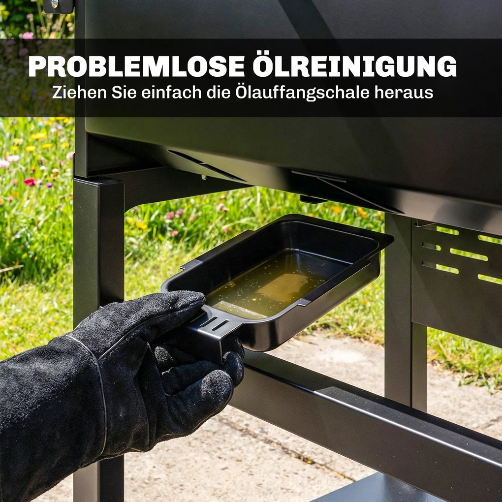 Outsunny Grill gazowy 9 kW 3 palniki BBQ wózek ze stali nierdzewnej ze składanymi półkami, uchwytem na przyprawy, dolną półką i 6 haczykami | Aosom PL