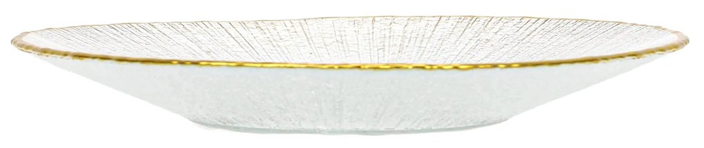 Szklany talerz deserowy ze złotą obwódką DATURA, 21 cm