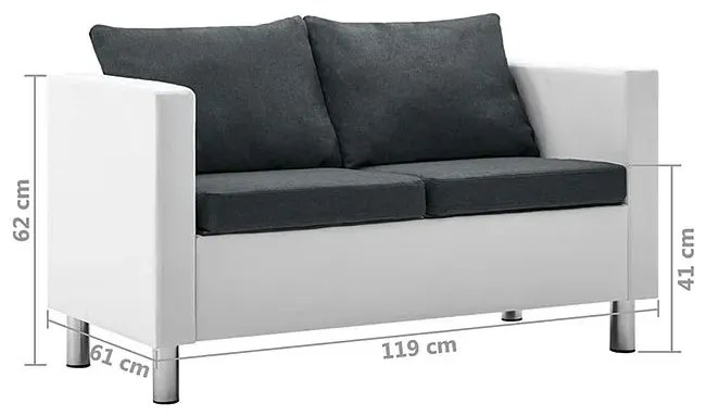 Atrakcyjna 2-osobowa sofa Karlo 2Q - biało-ciemnoszara