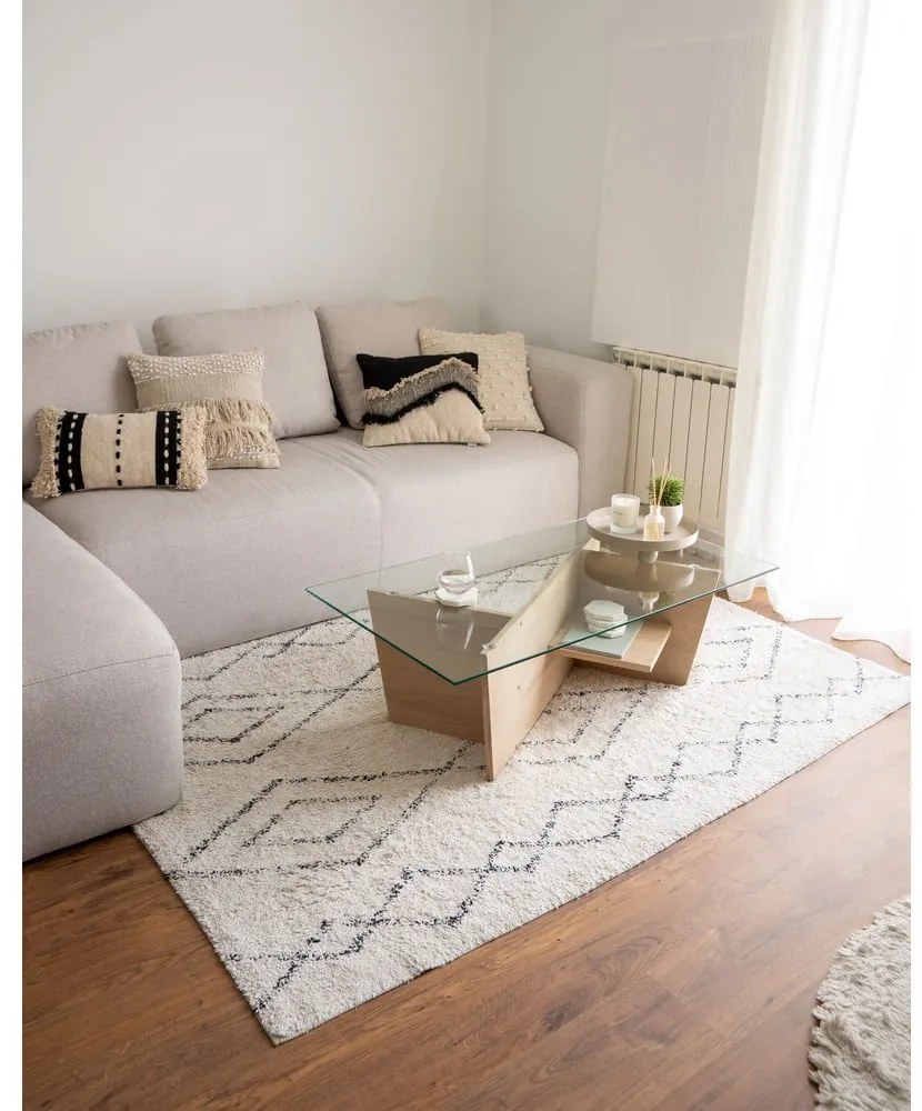 Stolik ze szklanym blatem w naturalnym kolorze 60x110 cm Balwind – Kave Home