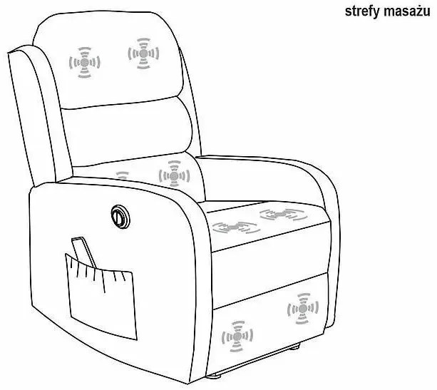 Fotel rozkładany PEGAZ VELVET M szary masujący SIGNAL