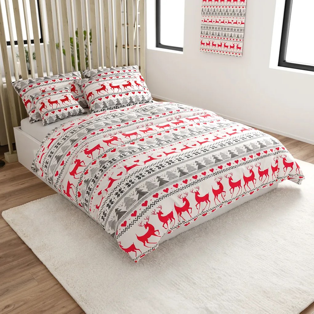 PrzytulneMieszkanie.pl PrzytulneMieszkanie.pl Pościel flanelowa DEER DREAMS białe Rozmiar pościeli: 2 szt 70 x 90 cm | 200 x 220 cm