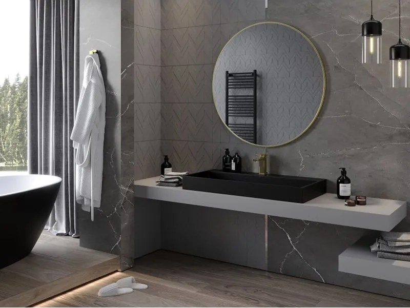 Mexen Loft lustro łazienkowe okragłe 100 cm, rama złota - 9850-100-100-000-50
