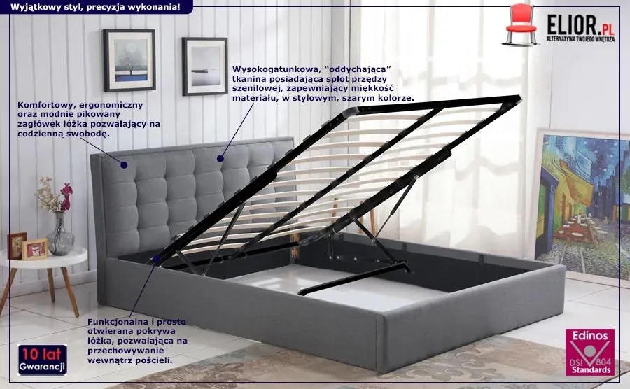 Szare dwuosobowe łóżko do sypialni 160x200 cm - Piazzi