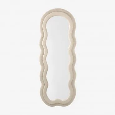 Lustro Ścienne Nieregularne 60x160 Cm Tapicerowane Evelyn Chenille Biały - Sklum