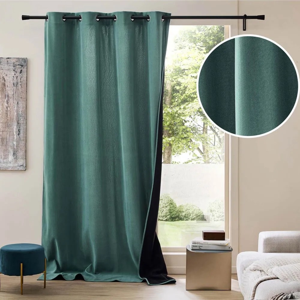Zielona zasłona termiczna sztruksowa 140x260 cm Madison – douceur d'intérieur