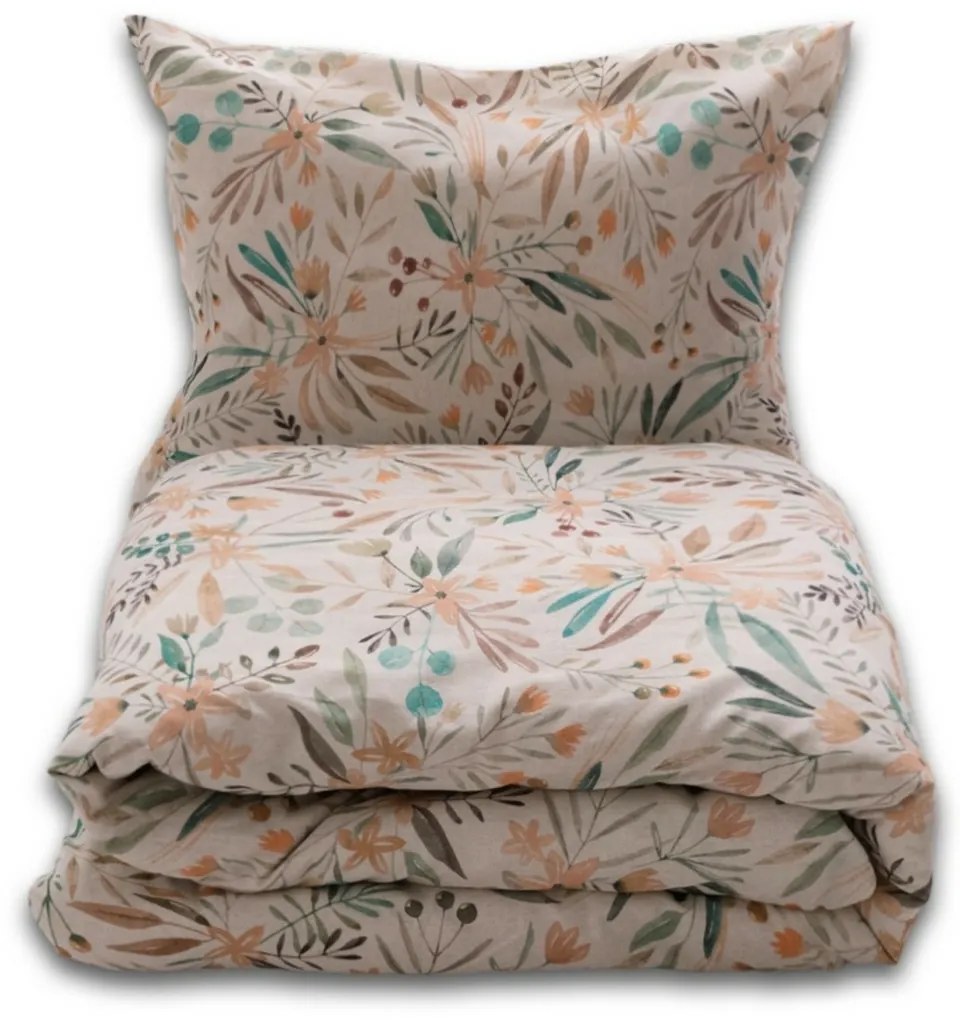 Pościel z mieszanki bawełny i lnu Łąka, 220 x 200 cm, 2x 70 x 80 cm