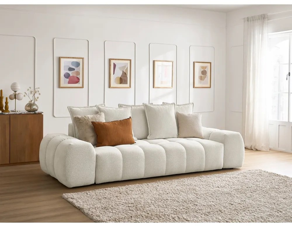 Biała sofa z tkaniny szenilowej 278 cm Everest – Bobochic Paris