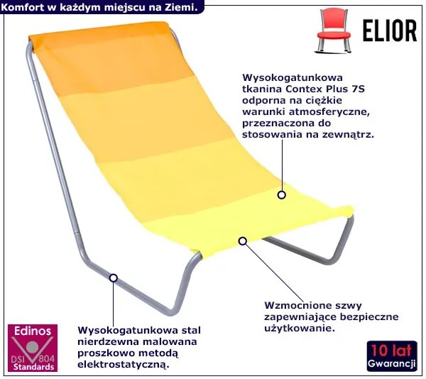 Składany leżak plażowy w żółte paski C3-P29