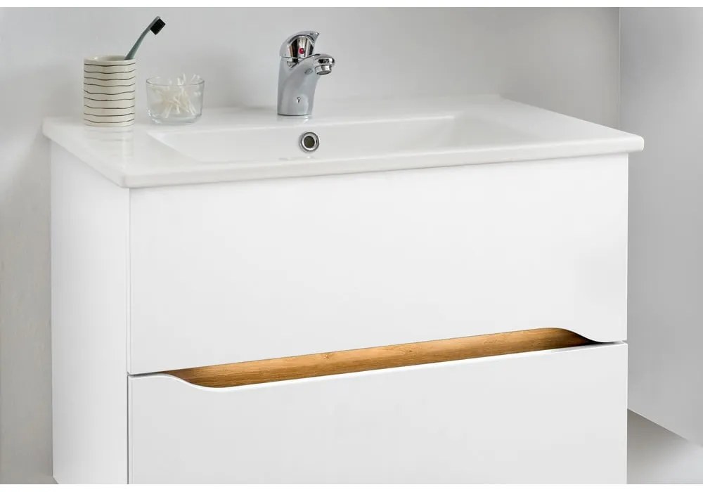 Biała niska wisząca szafka bez umywalki 72x51 cm Set 857 – Pelipal